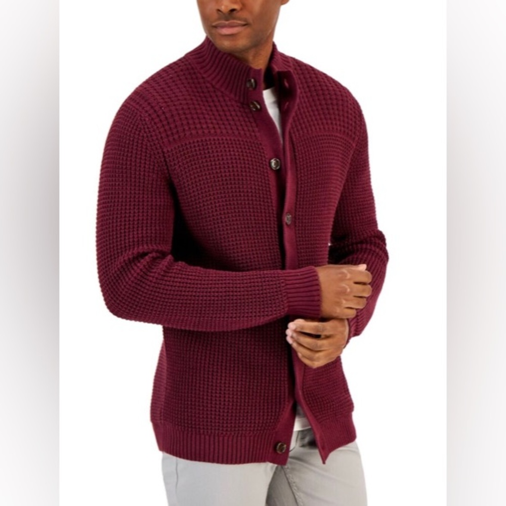 NEW Club Room Chunky Waffle‎ Knit Cotton Cardigan